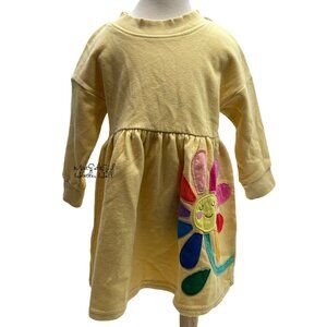 Next NWT 12-18 Months Yellow with Embroidered Flower Babydoll Toddler Dress